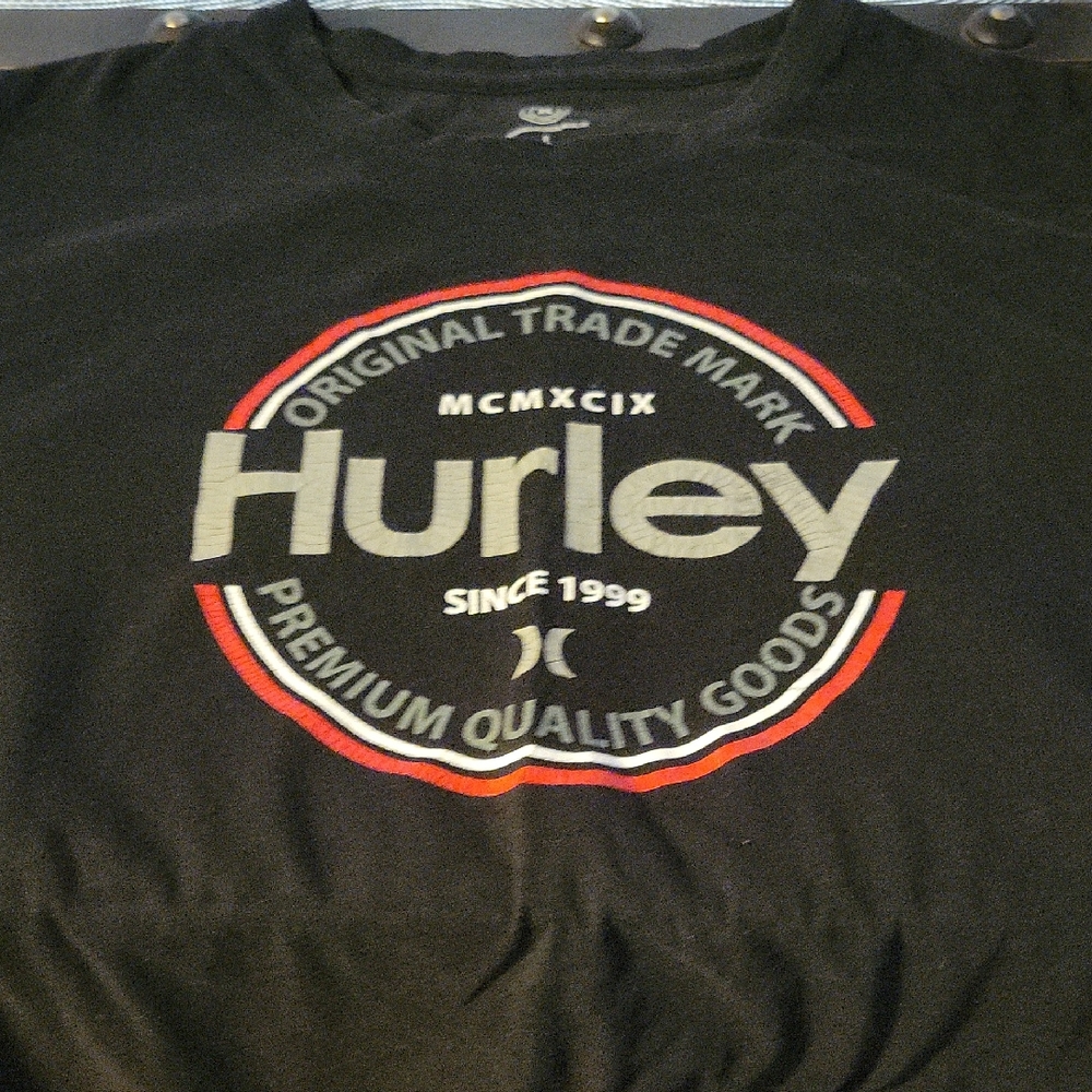 Hurley Black Short Sleeve Tee with Bold Graphics